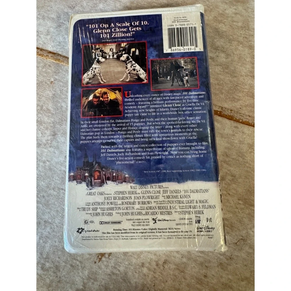 Disney 101 Dalmatians‎ VHS 1997 Glenn Close Cruella Live Action Sealed Vintage